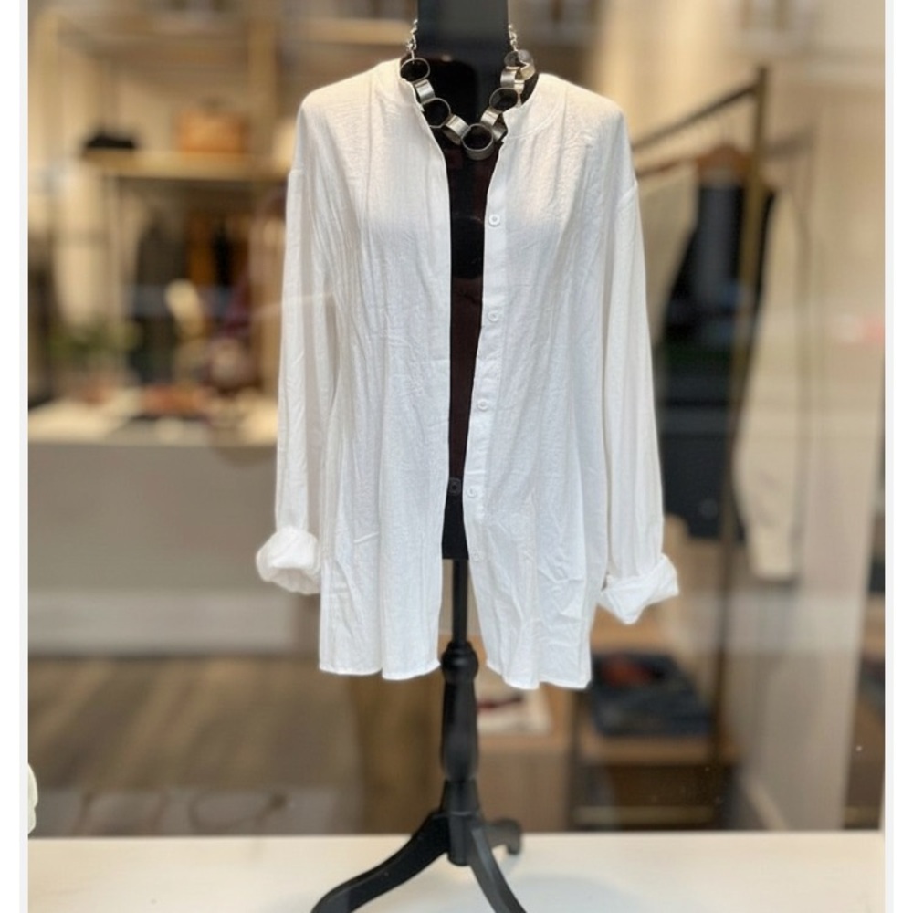 Lane Bryant White Button Down Shirt
